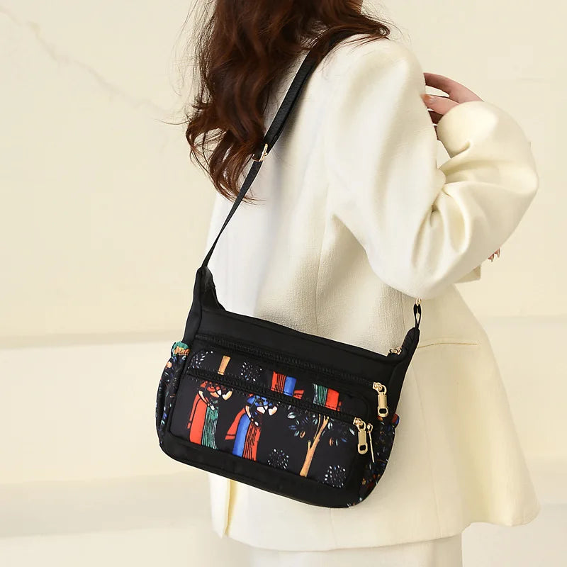 Women's Large Capacity Crossbody Bag Multi-layer Shoulder Backpack