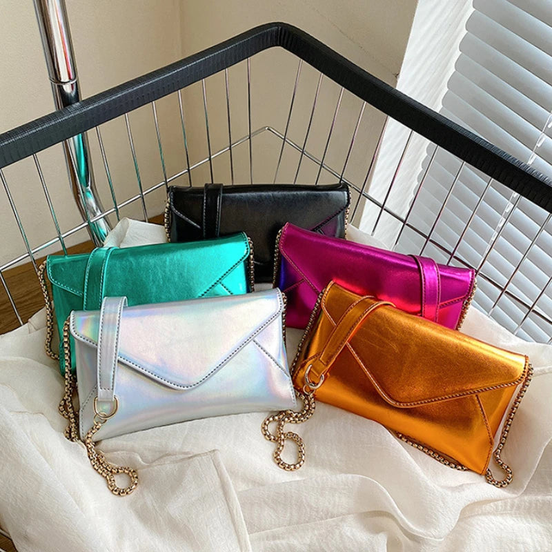 Women's Evening Shoulder Bag Leather Clutch Purse Wedding Party Envelope Handbag