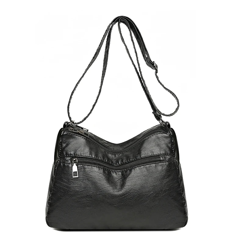 Soft Leather Shoulder Bag Casual Crossbody Bag For Women