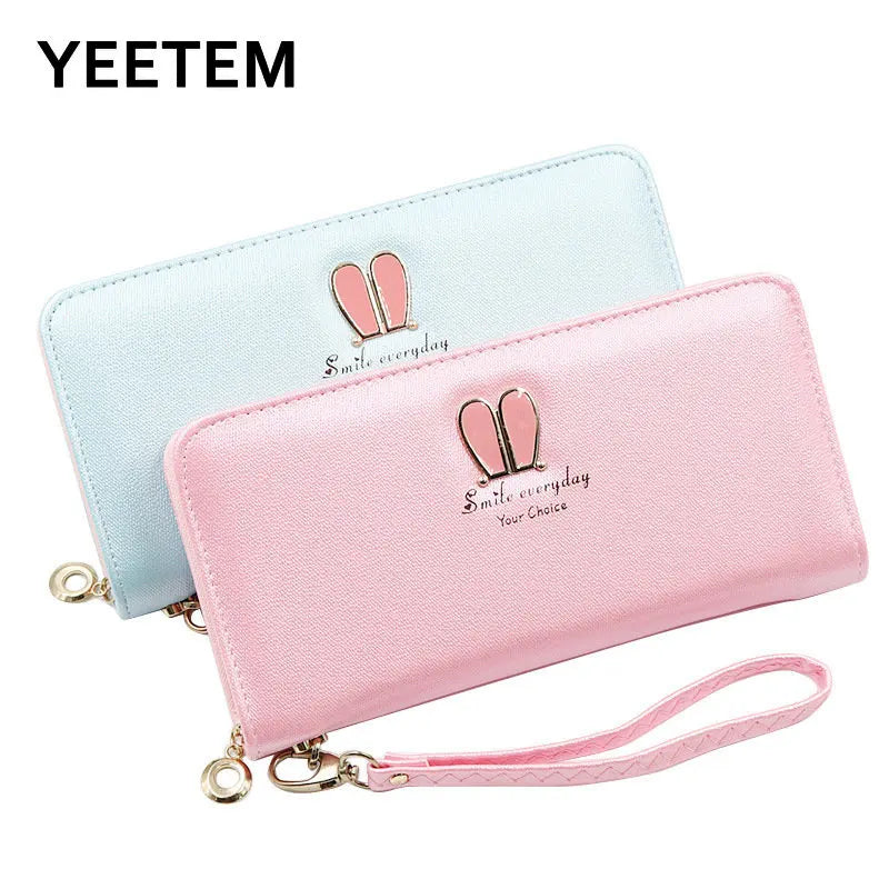 Women's Wallet Long Zipper Handbag Rabbit Ear Japanese Wallet Spot