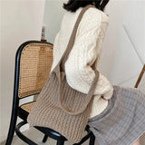Vintage Knitted Shoulder Bag for Women Large Handbag