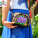 Yunnan Ethnic Embroidered Shoulder Bag with Change Mobile Phone Bag