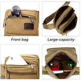 Canvas Men Waist Bag Zipper Pocket Outdoor Sports Pack