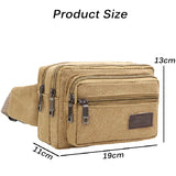 Canvas Men Waist Bag Zipper Pocket Outdoor Sports Pack