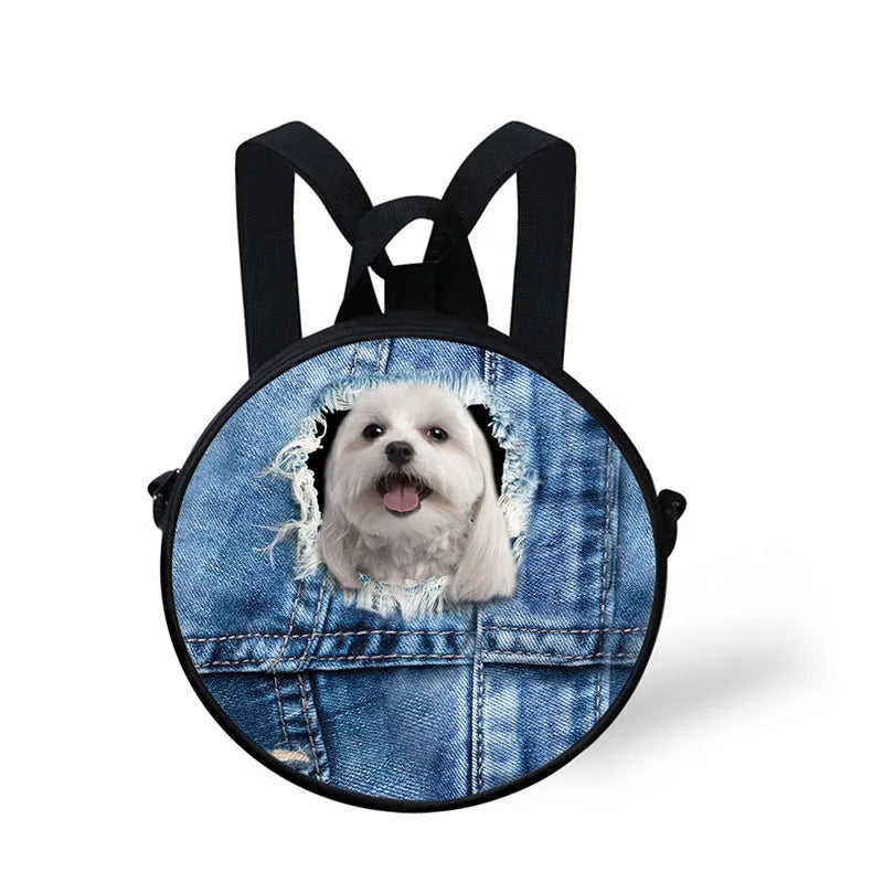 Children School Bag Round Backpack Adjustable Shoulder Kindergarten Bag