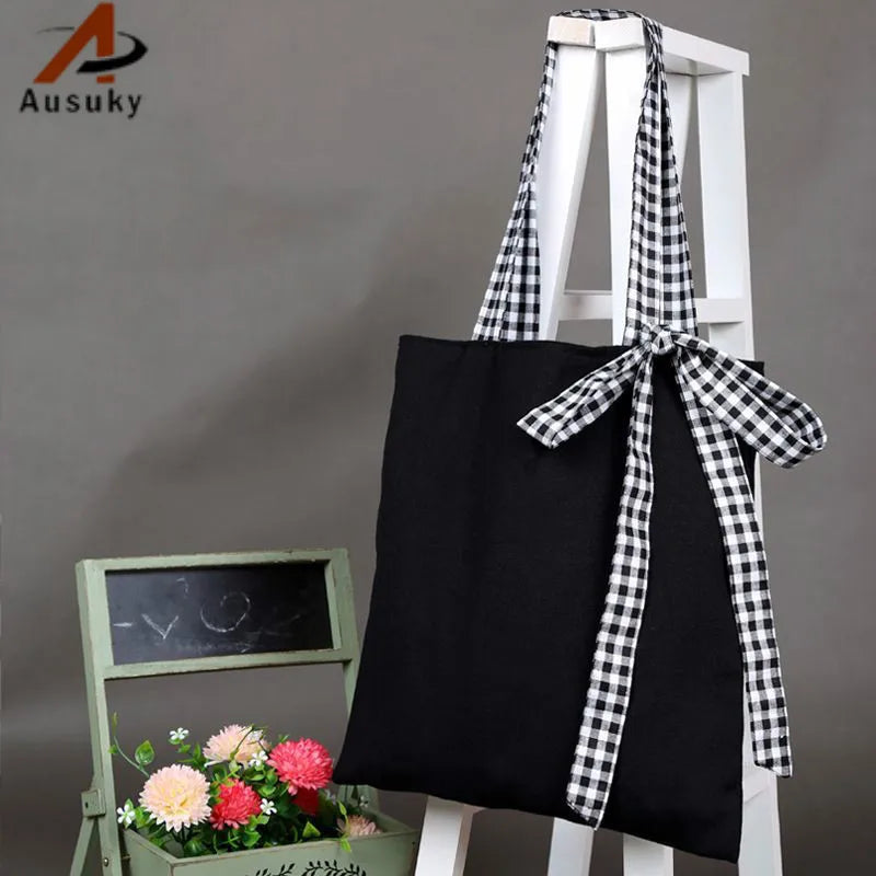 Bowknot Canvas Women Messenger Bags Small Shoulder Girls Handbags Crossbody Bags