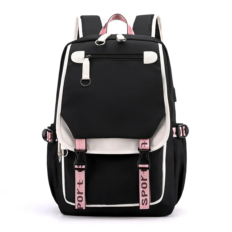 Girls Pink Backpack School Bag for Teenage Boys, Waterproof Big Book Bag