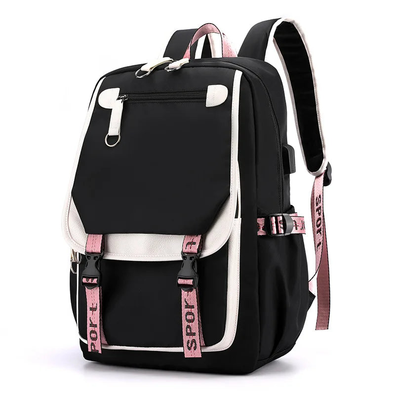 Girls Pink Backpack School Bag for Teenage Boys, Waterproof Big Book Bag