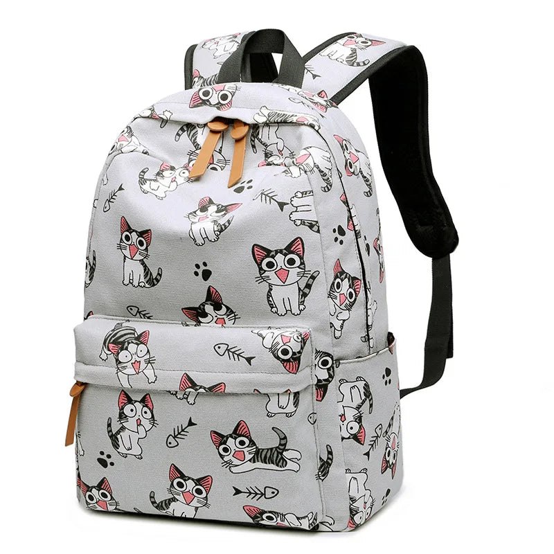 Cat Print School Backpack for Girls - Laptop Backpack for Teens