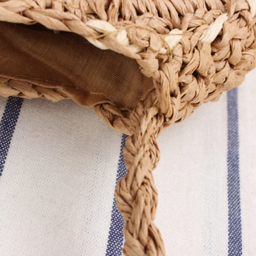 Holiday Beach Woven Bag Stripe Portable Messenger Dual-use Straw Bag