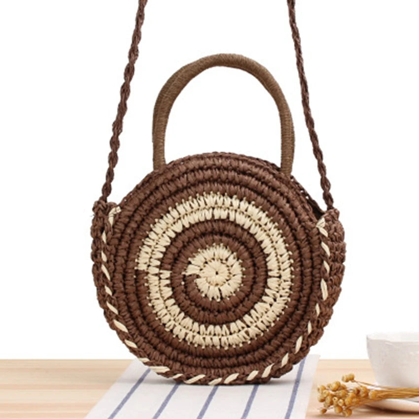 Holiday Beach Woven Bag Stripe Portable Messenger Dual-use Straw Bag