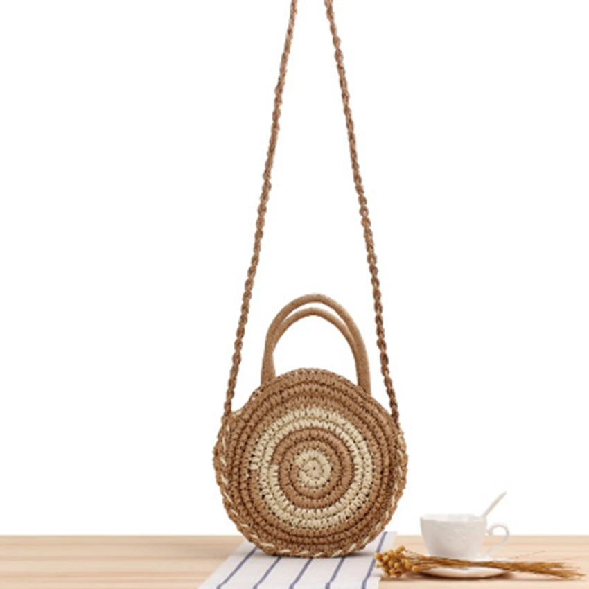 Holiday Beach Woven Bag Stripe Portable Messenger Dual-use Straw Bag