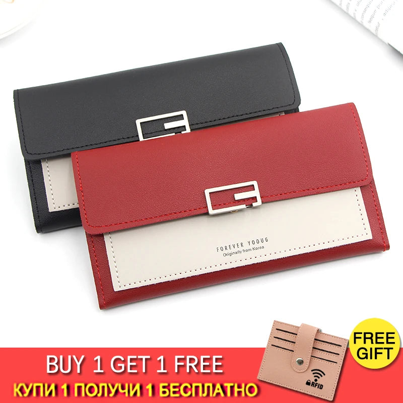 Women's Multi-Slot Long Wallet Handbag with Zero Purse