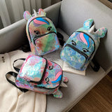 Unicorn Backpack for Girls, Student School Bag with Sequins