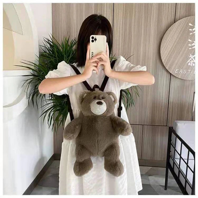 Cartoon Plush Bear Shoulder Bag Handbag Backpack