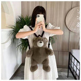 Cartoon Plush Bear Shoulder Bag Handbag Backpack