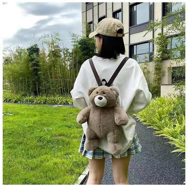 Cartoon Plush Bear Shoulder Bag Handbag Backpack