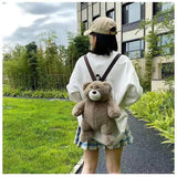 Cartoon Plush Bear Shoulder Bag Handbag Backpack