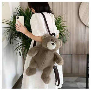 Cartoon Plush Bear Shoulder Bag Handbag Backpack