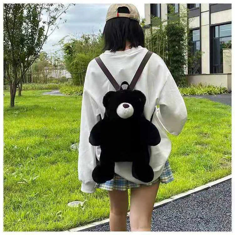 Cartoon Plush Bear Shoulder Bag Handbag Backpack
