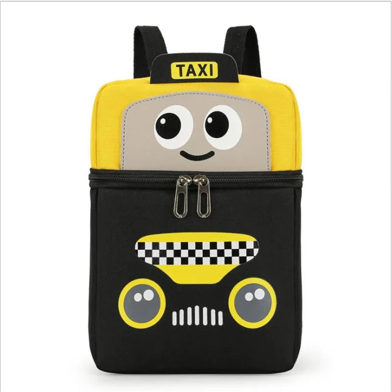 Cartoon Car Canvas Schoolbag for Boys 2-6 Years