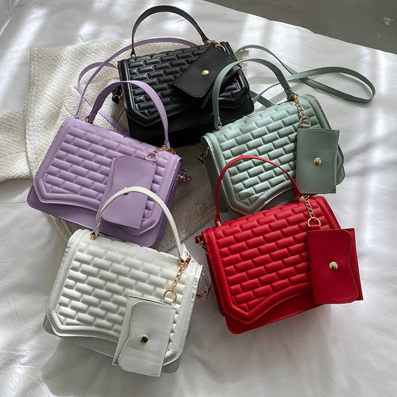 Spring Embossed Shoulder Bags with Small Pockets