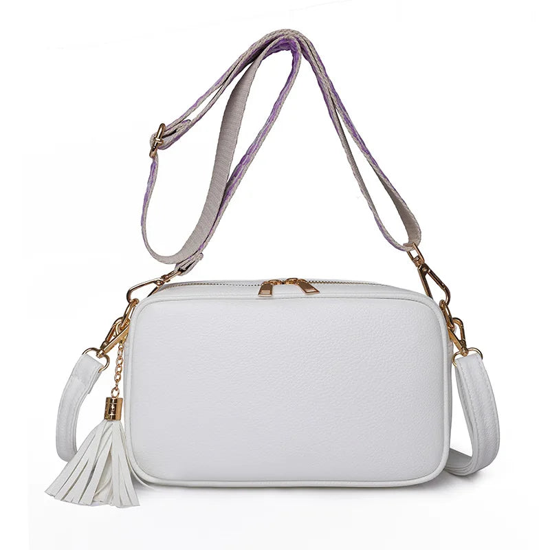 Orange Leather Crossbody Bag For Female Portable Casual Hobos Chest