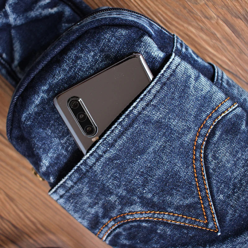 Women's Denim Chest Bag Single Shoulder Messenger Bag