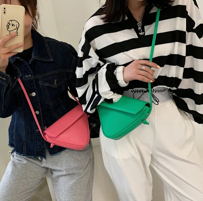 Pink Green Triangle Bag Small One-shoulder Messenger Bag Female Ins Purse