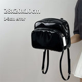 Women's Small Backpack Patent Leather Girls Student Shoulder Bags