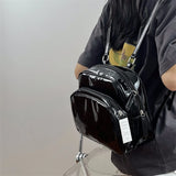 Women's Small Backpack Patent Leather Girls Student Shoulder Bags