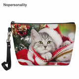 Christmas Cats and Dogs Pattern PU Leather Cosmetic Bag