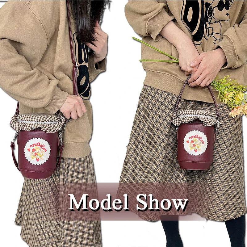 Brown Shoulder Bag Cross Body for Women Girls Small Bucket Bag