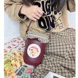 Brown Shoulder Bag Cross Body for Women Girls Small Bucket Bag