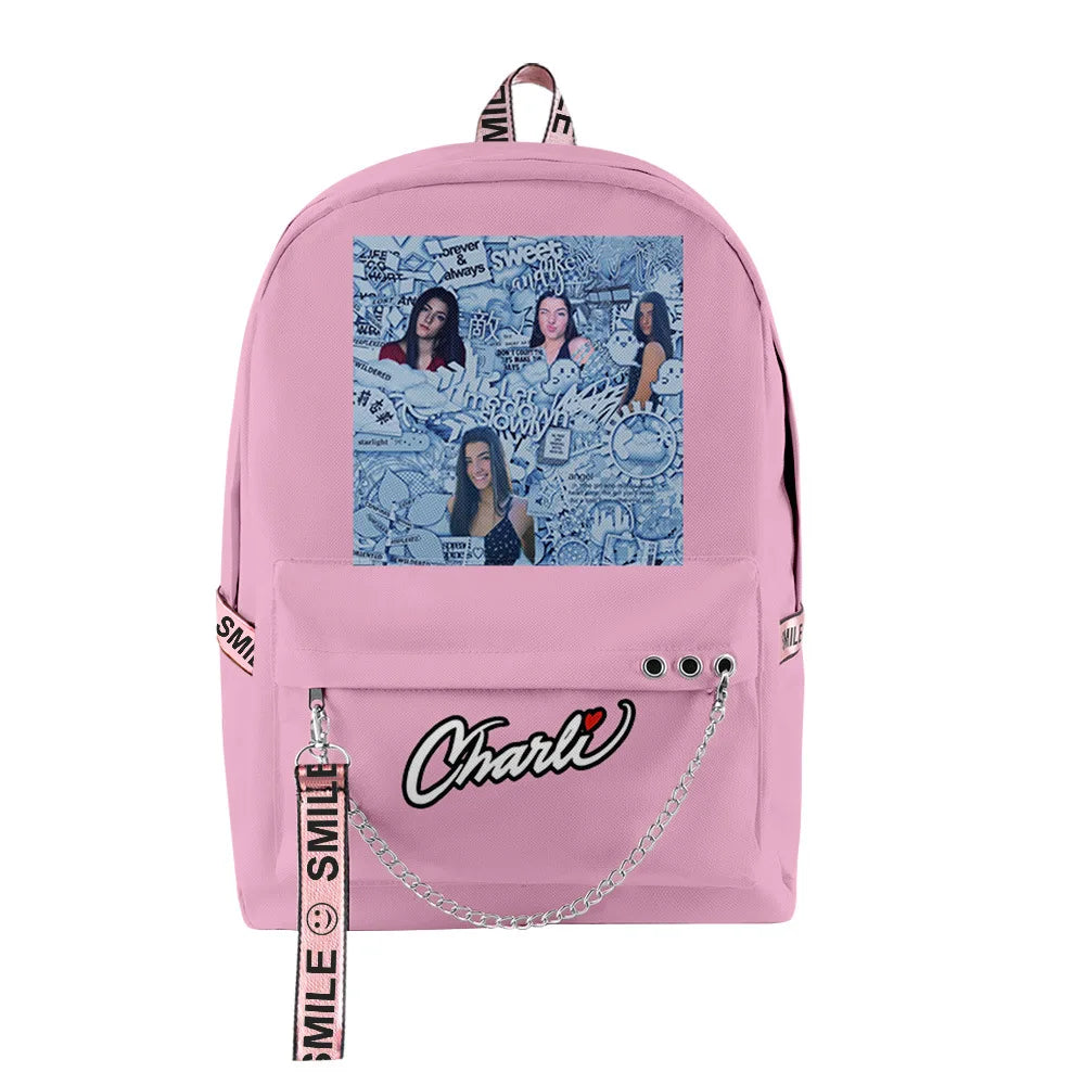 Charli D'Amelio Backpack Kpop Key Chain Bag Boys Girls Candy Backpack