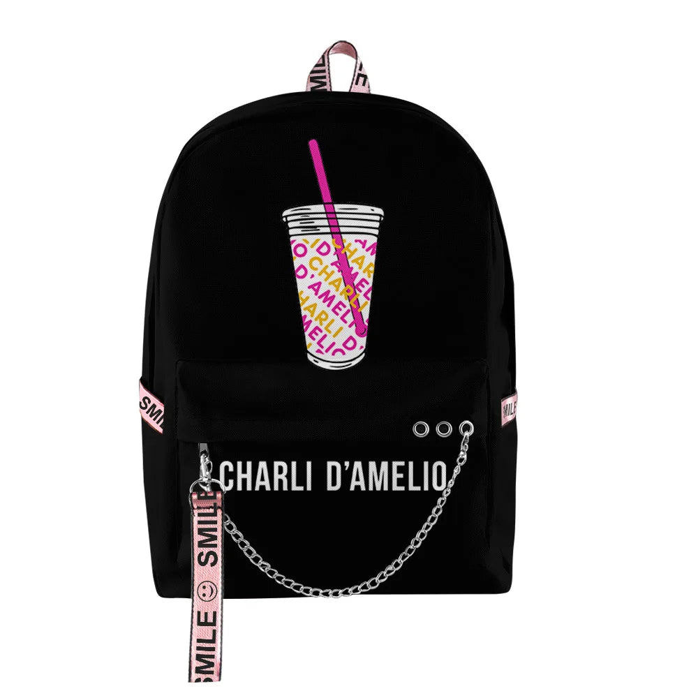 Charli D'Amelio Backpack Kpop Key Chain Bag Boys Girls Candy Backpack