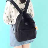 NuFangU Solid Cotton Fabric Girls Backpack School Book Bag