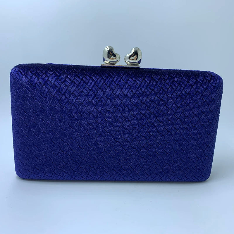 Nuphia Suede Velvet Navy Evening Clutch Bag
