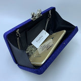 Nuphia Suede Velvet Navy Evening Clutch Bag