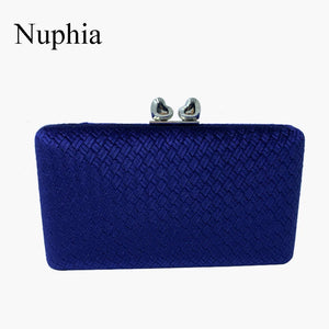 Nuphia Suede Velvet Navy Evening Clutch Bag