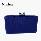 Nuphia Suede Velvet Navy Evening Clutch Bag