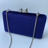 Nuphia Suede Velvet Navy Evening Clutch Bag