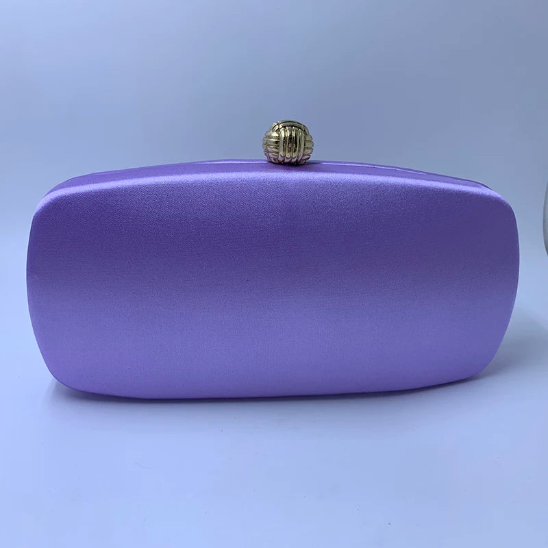 Nuphia Satin Box Clutch Evening Bag Light Purple