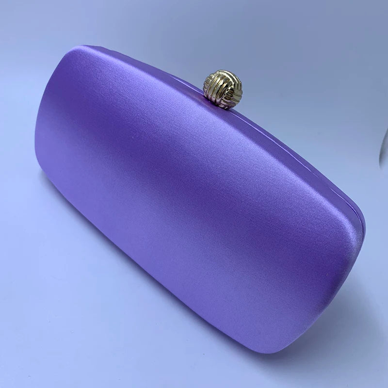 Nuphia Satin Box Clutch Evening Bag Light Purple