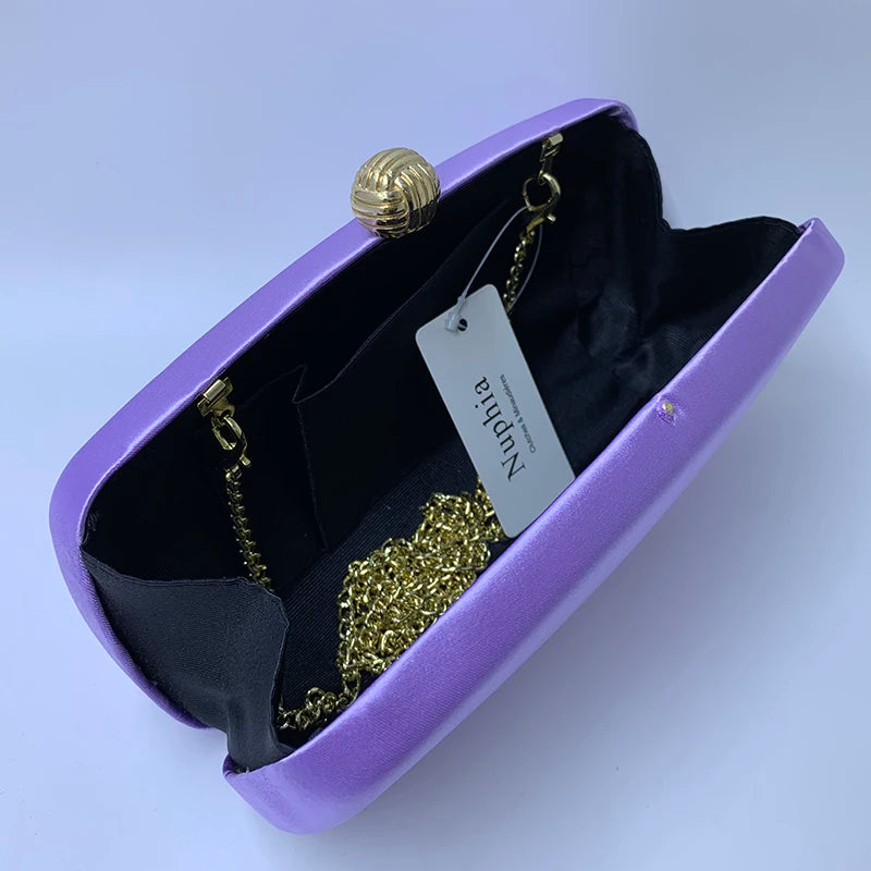 Nuphia Satin Box Clutch Evening Bag Light Purple