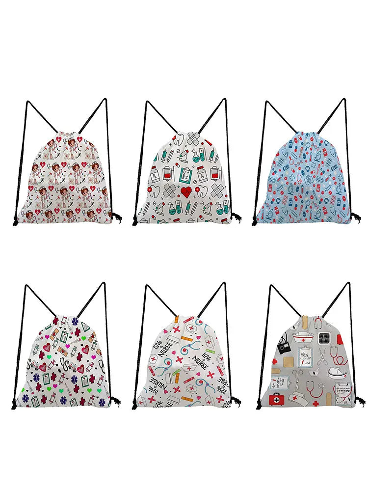 Cartoon Nurse Drawstring Bag for Kids, Teens, and Travel - Soft Back Bag