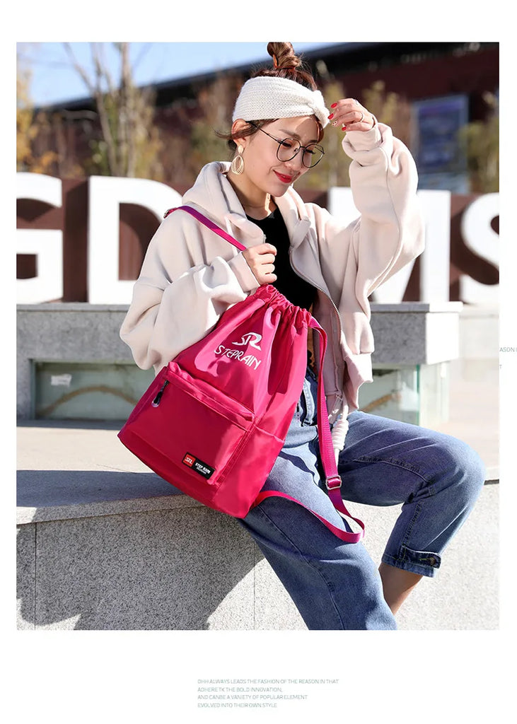 Nylon Drawstring Backpacks Anti-theft Shoulder Bag Casual Travel Backpacks
