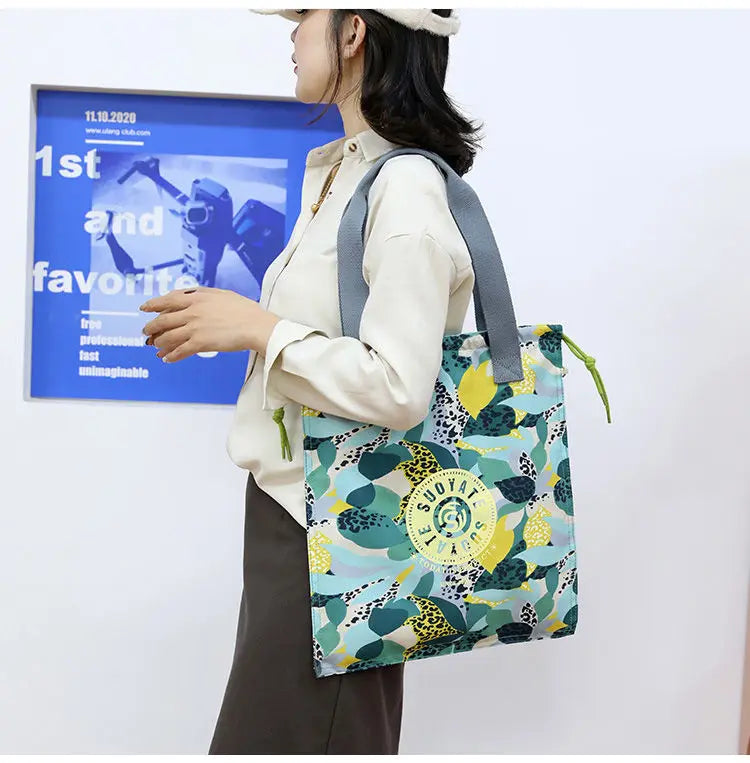 Nylon Graffiti Women Shoulder Bags Female Bags Flower Print Ladies Handbags