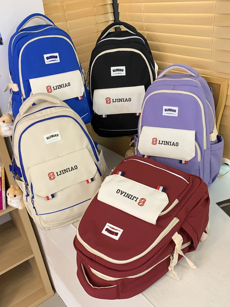 Animal Printing Nylon Female Backpack School Bags for Teen Girls
