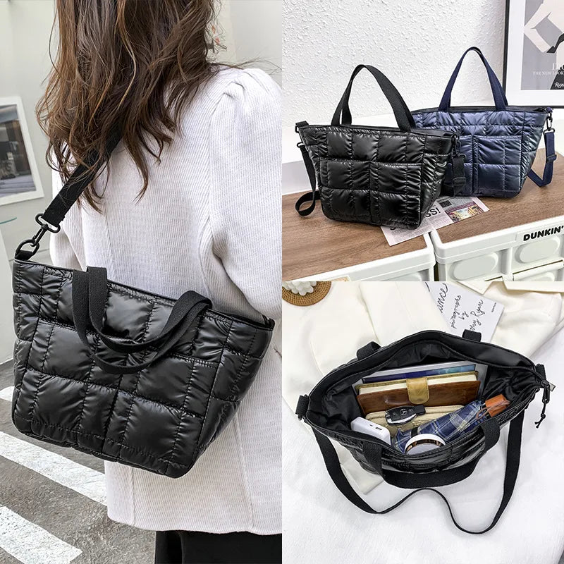 Quilted Nylon Crossbody Bag for Women